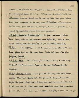 Diary entries for 16–18 July: Chendebi and Tsanka travel, supplies, and weather