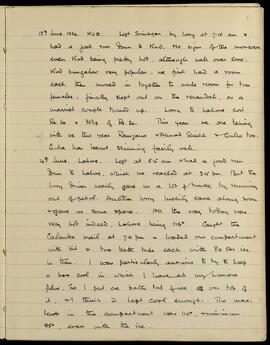 Travel from Srinagar to Kud and Lahore, 13–14 June 1934