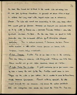 Thampe diary entry describing valley to glacier and primula collections