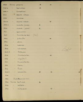 Primula species list with specimen numbers